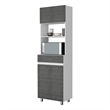 Pemberly Row Engineered Wood Microwave Pantry Cabinet in Smokey Oak/White