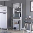 Pemberly Row Engineered Wood Microwave Pantry Cabinet in Smokey Oak/White