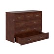 Pemberly Row Full Solid Wood Modern Murphy Bed Chest with Mattress in Walnut