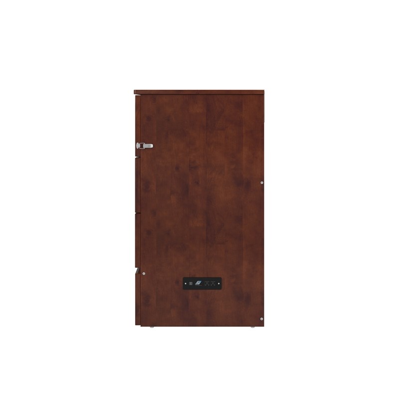 Pemberly Row Full Solid Wood Modern Murphy Bed Chest with Mattress in Walnut