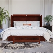 Pemberly Row Full Solid Wood Modern Murphy Bed Chest with Mattress in Walnut