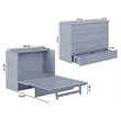 Pemberly Row Full Solid Wood Modern Murphy Bed Chest with Mattress in Driftwood