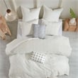 Pemberly Row Modern Cotton Jacquard Duvet Cover Set in Ivory