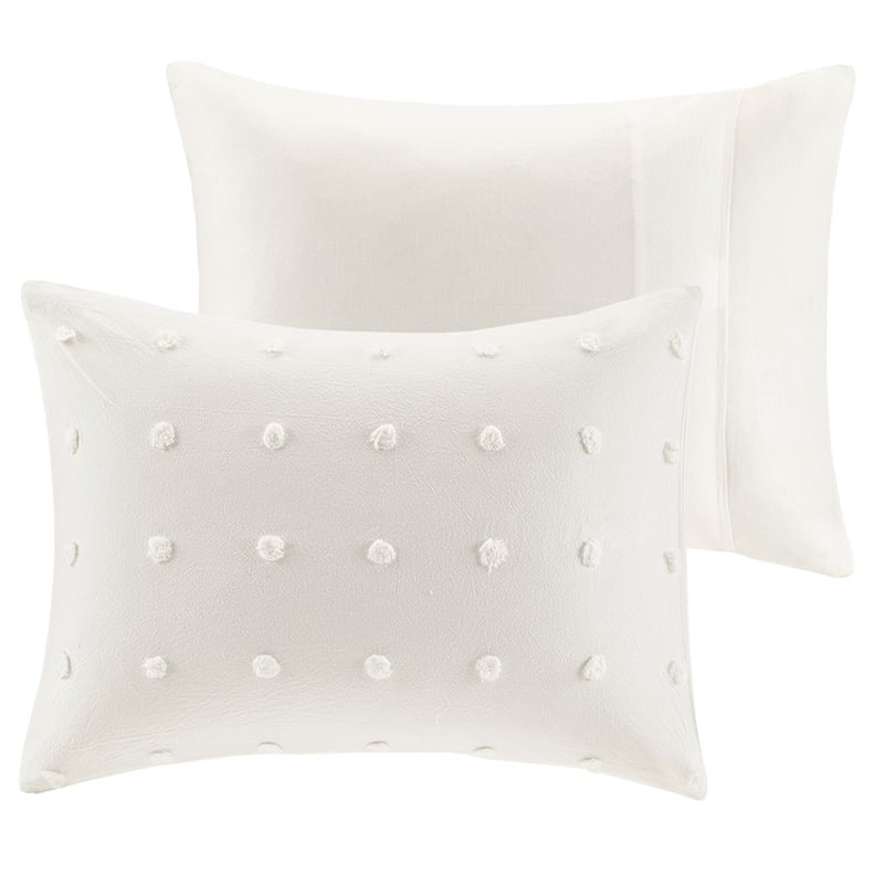 Pemberly Row Modern Cotton Jacquard Duvet Cover Set in Ivory