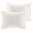 Pemberly Row Modern Cotton Jacquard Duvet Cover Set in Ivory