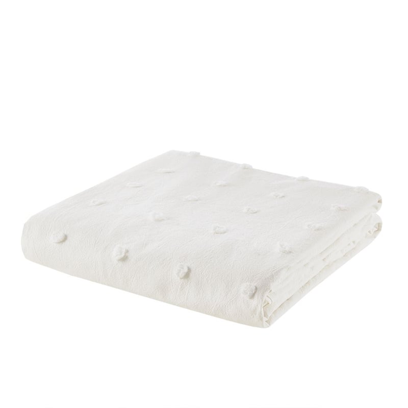 Pemberly Row Modern Cotton Jacquard Duvet Cover Set in Ivory