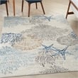 Pemberly Row 6' x 9' Ivory Gray Blue Fabric Nautical & Beach Area Rug