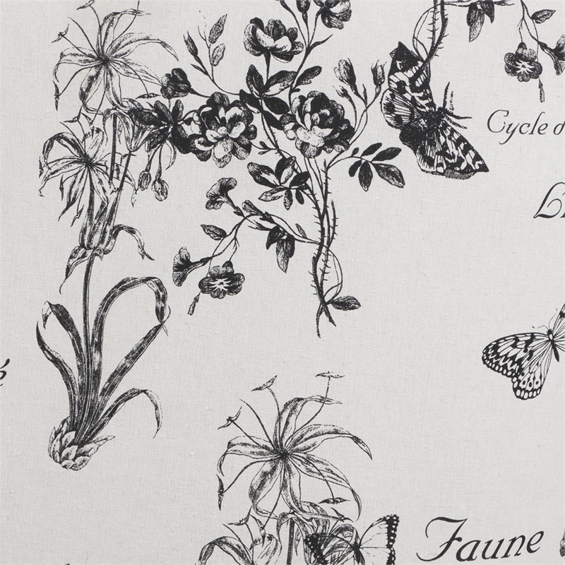 Pemberly Row Accent Chair with Ottoman in White Fabric with Black Print