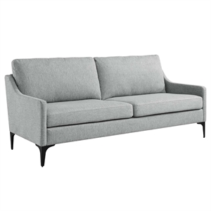 Pemberly Row Upholstered Fabric and Metal Sofa in Light Gray