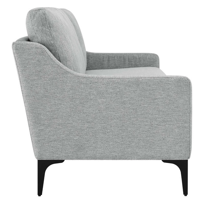 Pemberly Row Upholstered Fabric and Metal Sofa in Light Gray