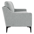 Pemberly Row Upholstered Fabric and Metal Sofa in Light Gray