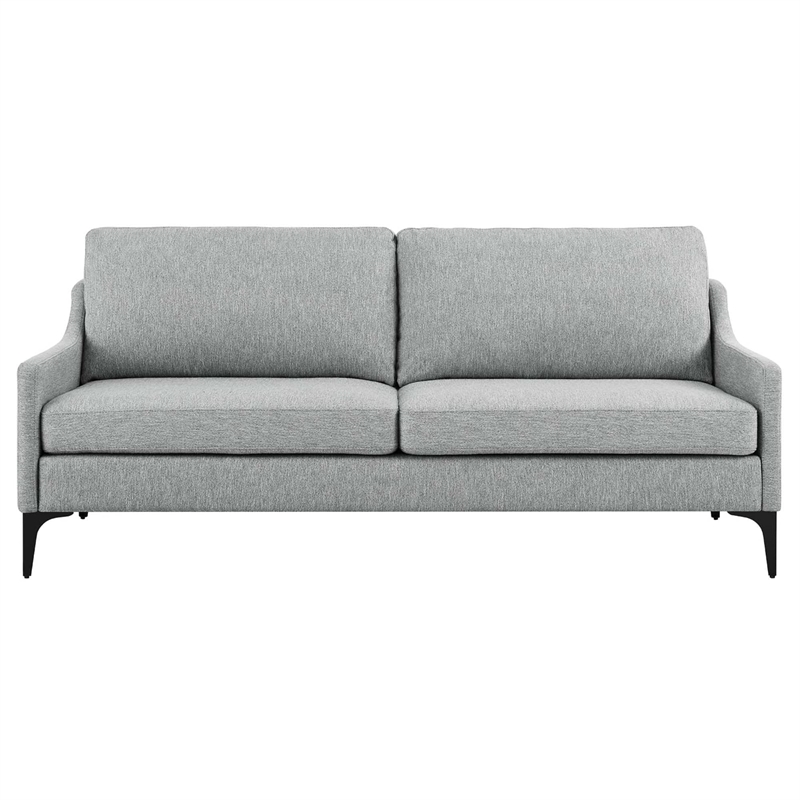 Pemberly Row Upholstered Fabric and Metal Sofa in Light Gray