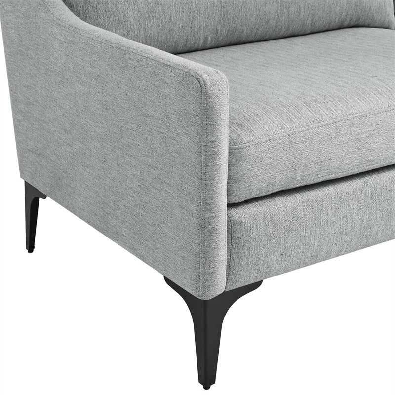 Pemberly Row Upholstered Fabric and Metal Sofa in Light Gray