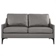 Pemberly Row Contemporary Leather and Metal Loveseat in Gray