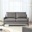 Pemberly Row Contemporary Leather and Metal Loveseat in Gray