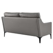 Pemberly Row Contemporary Leather and Metal Loveseat in Gray