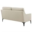 Pemberly Row Contemporary Upholstered Fabric and Metal Loveseat in Beige