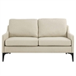 Pemberly Row Contemporary Upholstered Fabric and Metal Loveseat in Beige