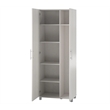 Pemberly Row Contemporary Tall Asymmetrical Cabinet in Ivory Oak