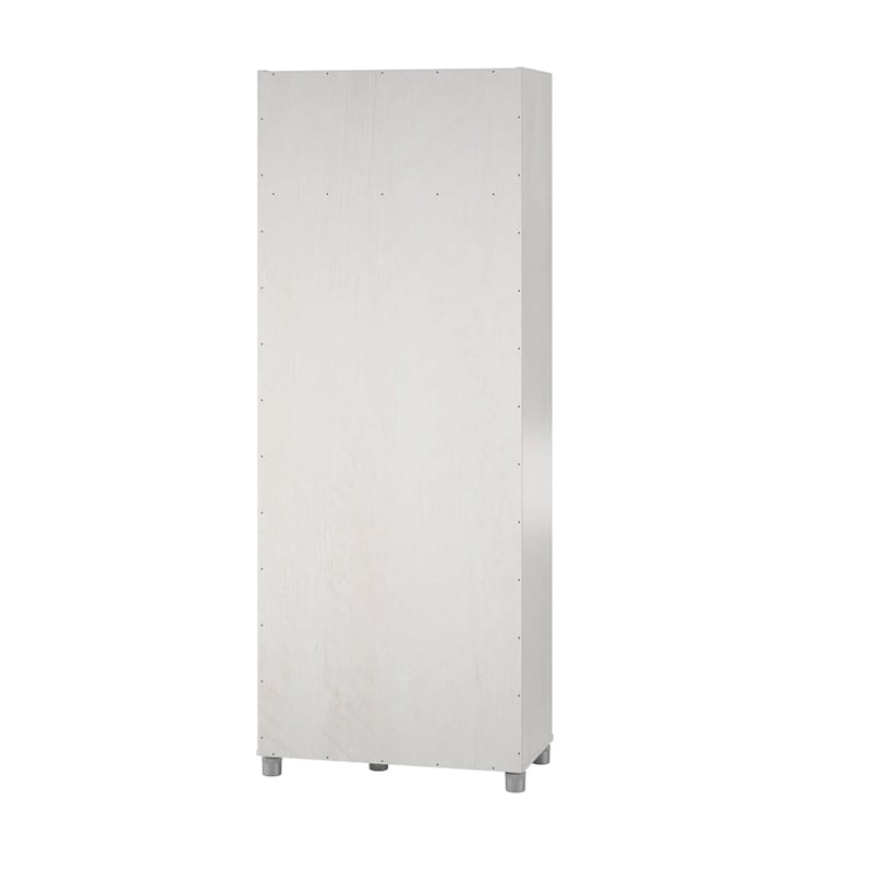 Pemberly Row Contemporary Tall Asymmetrical Cabinet in Ivory Oak