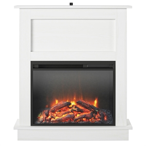 Pemberly Row Electric Fireplace with Mantel and 23&quot Fireplace Insert - White