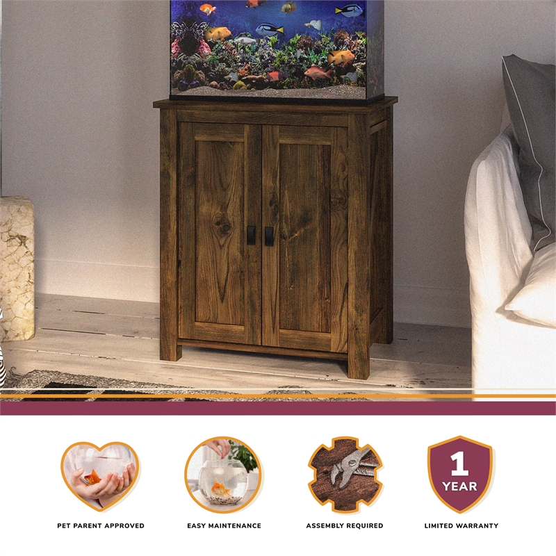 Pemberly Row 10/20 Gallon Aquarium/Terrarium Stand in Rustic