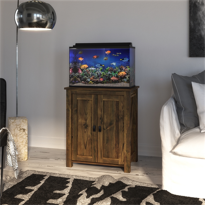 Pemberly Row 10/20 Gallon Aquarium/Terrarium Stand in Rustic