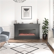 Pemberly Row Mantel Electric Fireplace & Crystal Ember Bed in Black