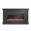 Pemberly Row Mantel Electric Fireplace & Crystal Ember Bed in Black