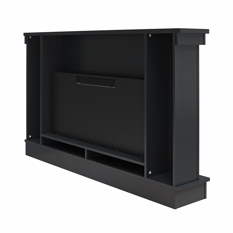 Pemberly Row Mantel Electric Fireplace & Crystal Ember Bed in Black