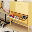 Pemberly Row Modern 2-Door Metal Shoe Storage Cabinet in Yellow