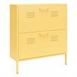 Pemberly Row Modern 2-Door Metal Shoe Storage Cabinet in Yellow