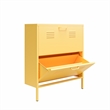 Pemberly Row Modern 2-Door Metal Shoe Storage Cabinet in Yellow