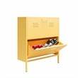 Pemberly Row Modern 2-Door Metal Shoe Storage Cabinet in Yellow