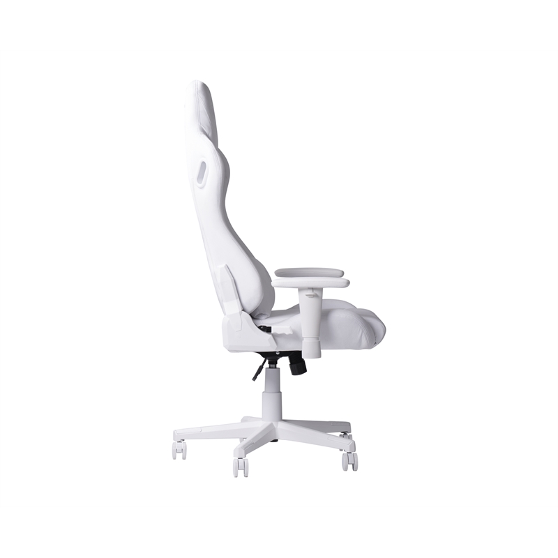 Pemberly Row Modern Sport Velvet Fabric Gaming Chair in White