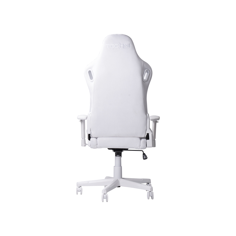 Pemberly Row Modern Sport Velvet Fabric Gaming Chair in White