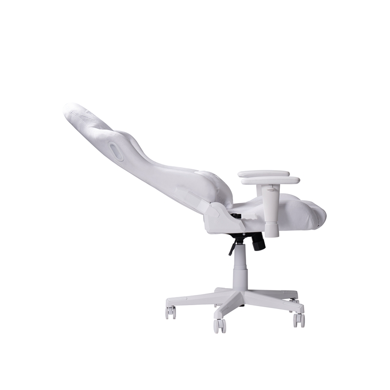Pemberly Row Modern Sport Velvet Fabric Gaming Chair in White