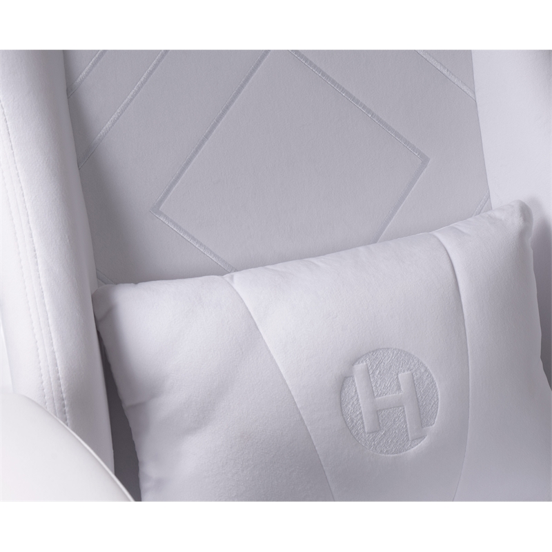 Pemberly Row Modern Sport Velvet Fabric Gaming Chair in White