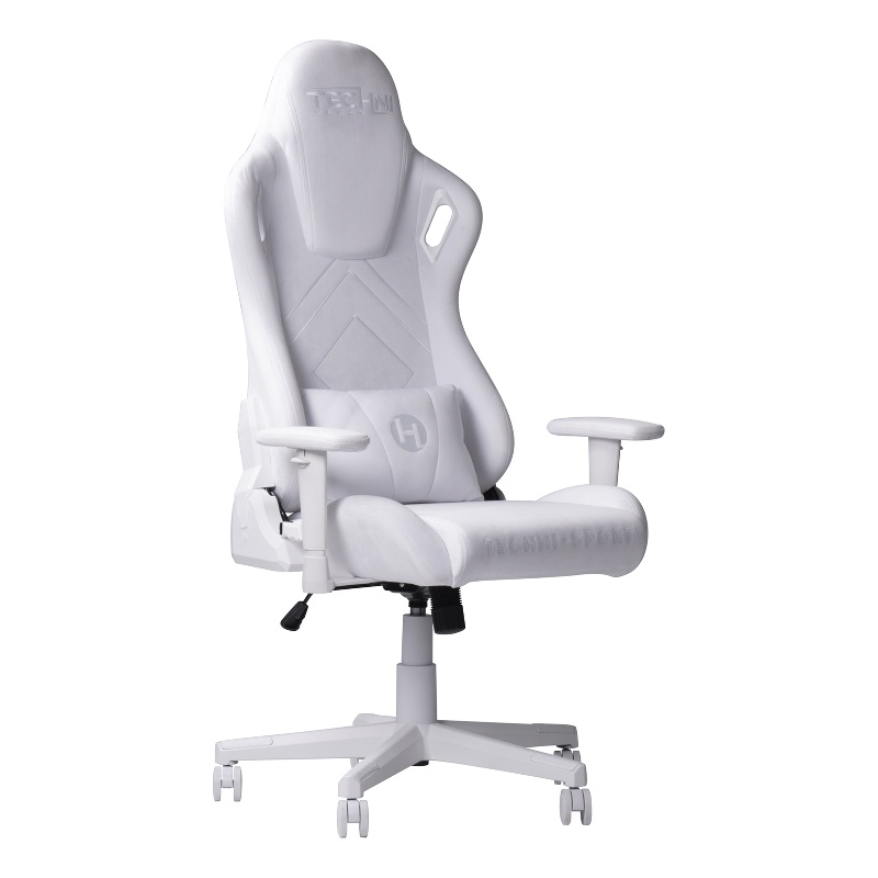 Pemberly Row Modern Sport Velvet Fabric Gaming Chair in White