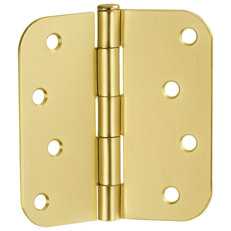 Pemberly Row Stainless Steel Door Hinge in Brass 4 Inch 5/8 Inch Radius 12 Pack
