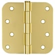 Pemberly Row Stainless Steel Door Hinge in Brass 4 Inch 5/8 Inch Radius 12 Pack