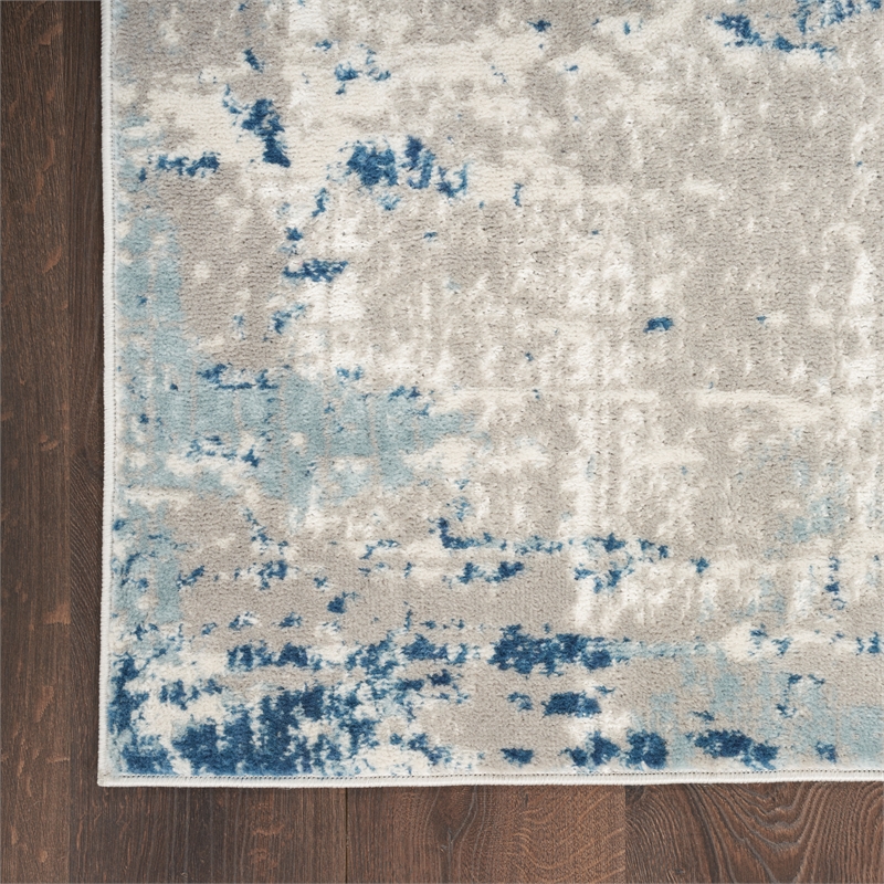 Pemberly Row Contemporary 10' x Square Ivory Gray Blue Area Rug