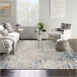 Pemberly Row Contemporary 10' x Square Ivory Gray Blue Area Rug