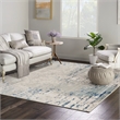 Pemberly Row Contemporary 10' x Square Ivory Gray Blue Area Rug