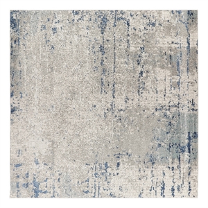 Pemberly Row Contemporary 10' x Square Ivory Gray Blue Area Rug