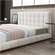 Pemberly Row Upholstered Mid-Century Fabric Queen Platform Bed in Ivory