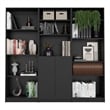 Pemberly Row Modern 3 Piece Living Room Set Black Engineered Wood