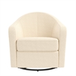 Pemberly Row Gentle Swivel Curved Accent Chair in Ivory Boucle