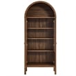 Pemberly Row Wood Tall Storage Display Cabinet with Rounded Arched Top in Walnut
