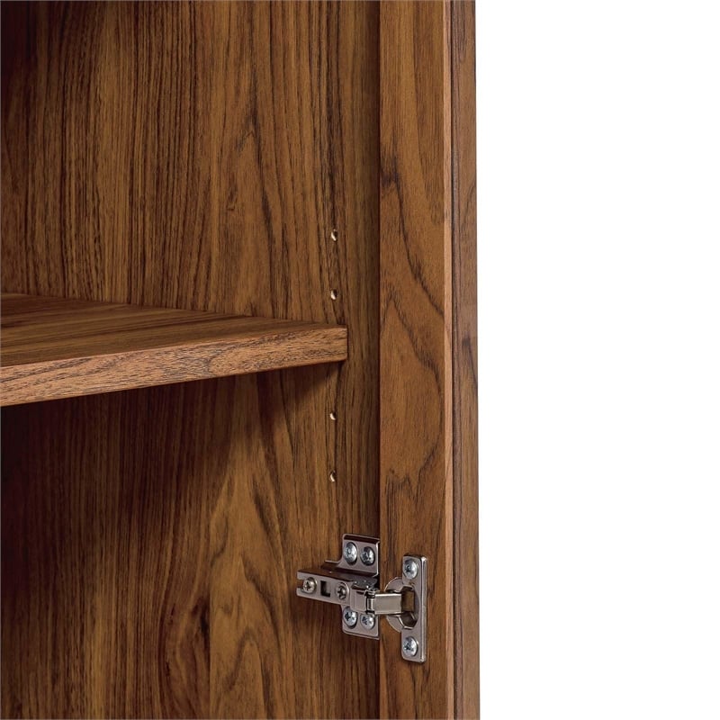 Pemberly Row Wood Tall Storage Display Cabinet with Rounded Arched Top in Walnut